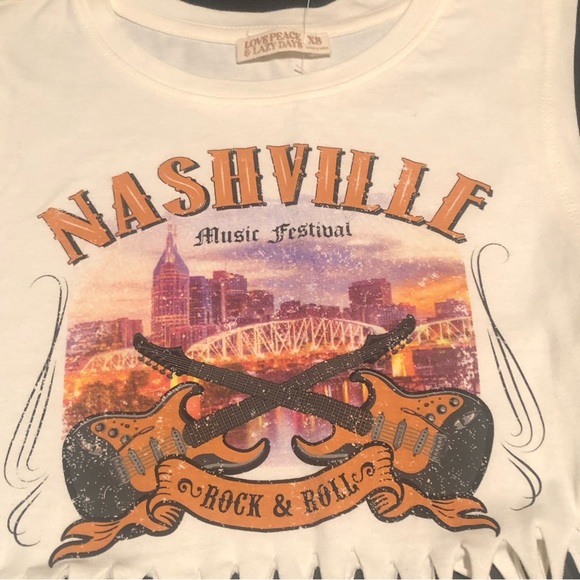 Love Peace and Lazy Days fringe shirt - Picture 2 of 5